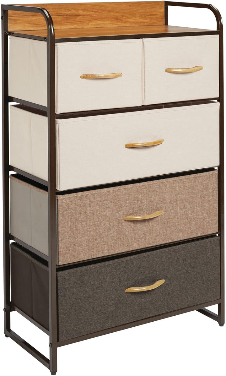 mDesign Kommode mit 5 Schubladen – hoher Schubladenschrank für Schlafzimmer, Wohnzimmer oder Flur –