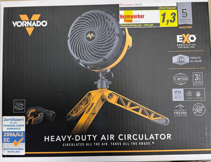 Vornado EXO5 - Ventilator für Baustelle und Werkstatt - inkl. Montagehalterung 46 dB - 38 W