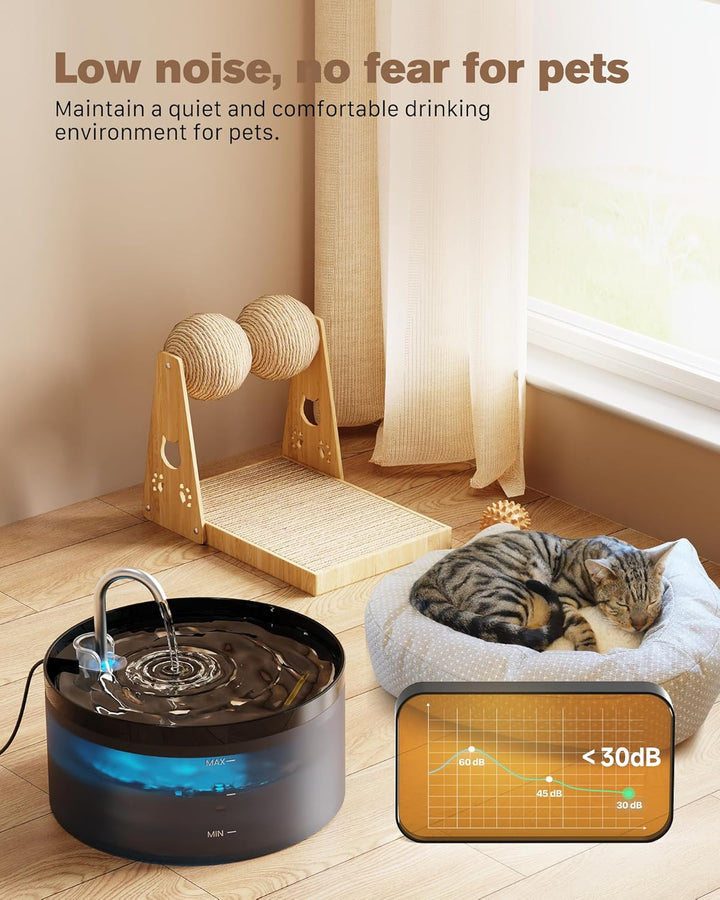 BEMOONY Katzenbrunnen, 3.2L Trinkbrunnen für Katze, 6 Stück Filter + 3 Stück Schaumstofffilter, Katz