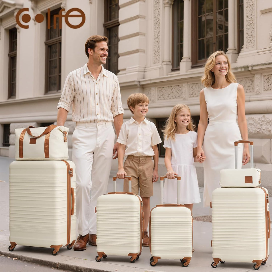 COOLIFE Koffer-set Trolley Koffer ABS Hartschale Reisekoffer 4 Rollen TSA-Schloss einziehbarer Troll