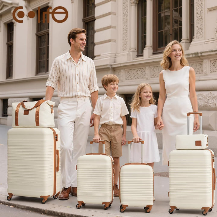 COOLIFE Koffer-set Trolley Koffer ABS Hartschale Reisekoffer 4 Rollen TSA-Schloss einziehbarer Troll