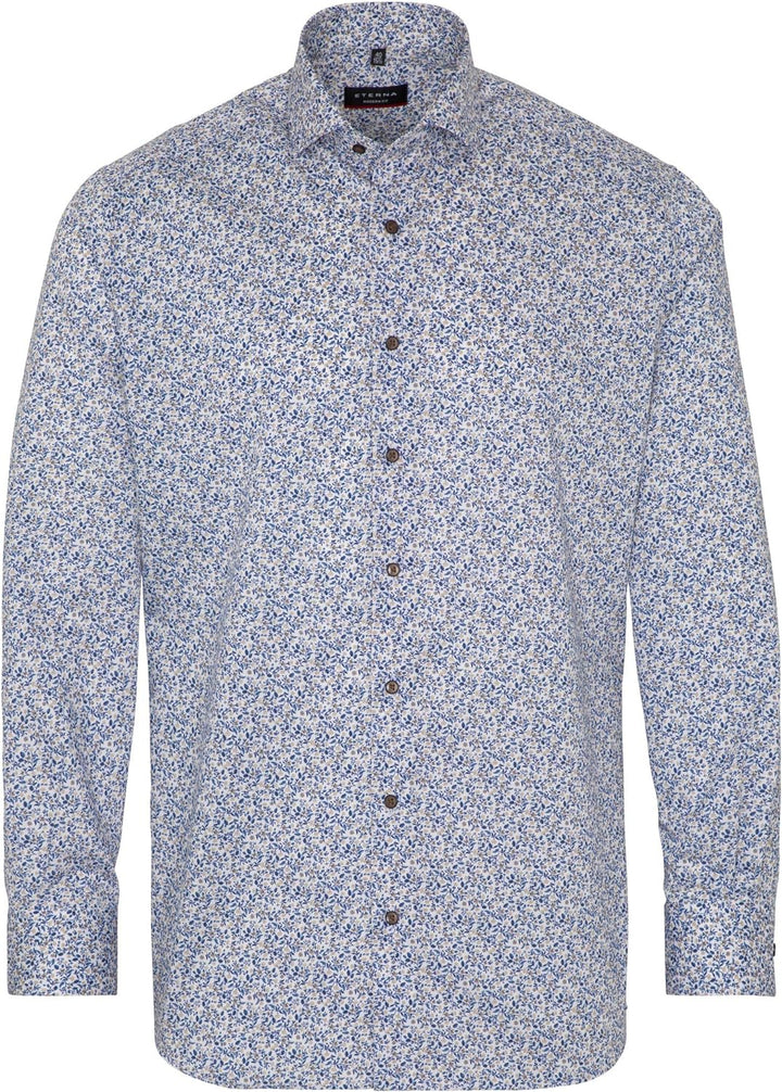 eterna Langarm Hemd Modern Fit Twill Bedruckt
