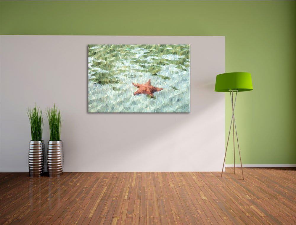 Seestern im klaren Wasser Spezial Format: 100x70 cm auf Leinwand, XXL riesige Bilder fertig gerahmt
