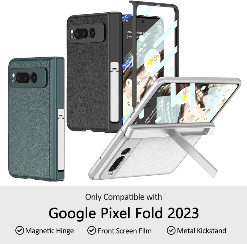 Miimall Lederhülle Kompatibel mit Google Pixel Fold Hülle mit Displayschutz, [Magnetischer Scharnier