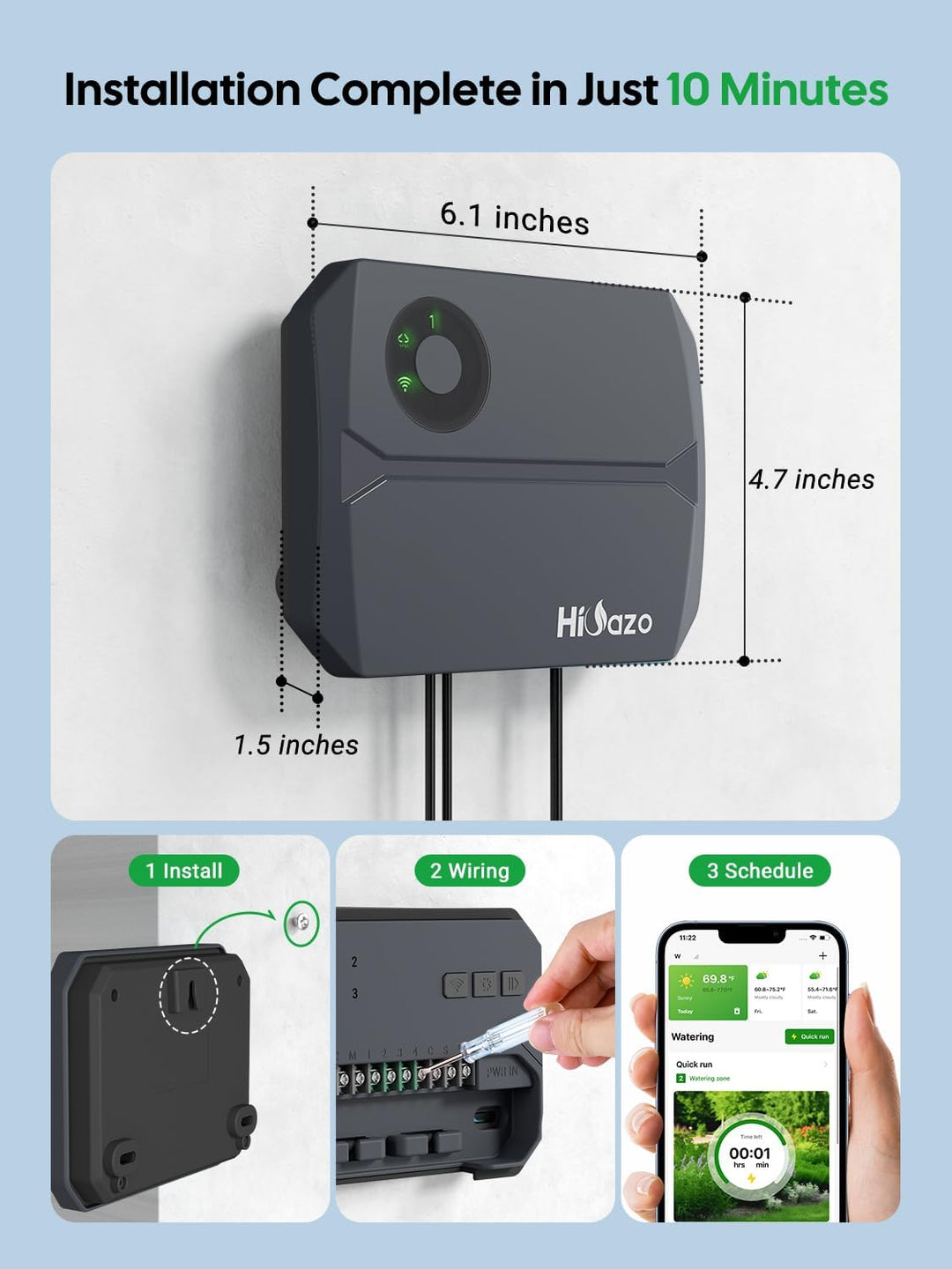 WiFi 4-Zonen Bewässerungscomputer mit App Steuerung, Smart Sprinkler Steuerung, 16 Bewässerungsprogr