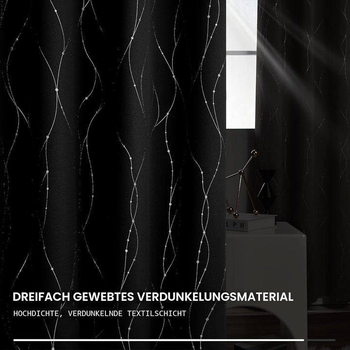Deconovo Verdunkelungsgardinen mit Ösen Thermogardinen Kälteschutz Lärmschutz Vorhänge Wohnzimmer ga