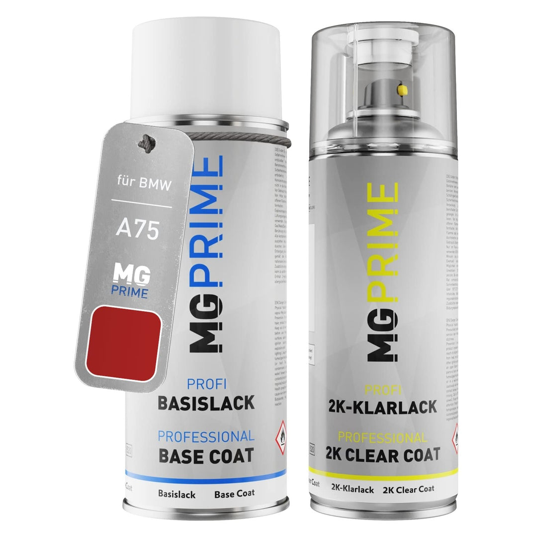 MG PRIME Autolack 2K Spraydosen Set für BMW A75 Melbourne Rot Metallic/Protonic Red Basislack 2 Komp