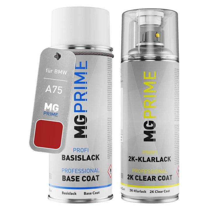 MG PRIME Autolack 2K Spraydosen Set für BMW A75 Melbourne Rot Metallic/Protonic Red Basislack 2 Komp