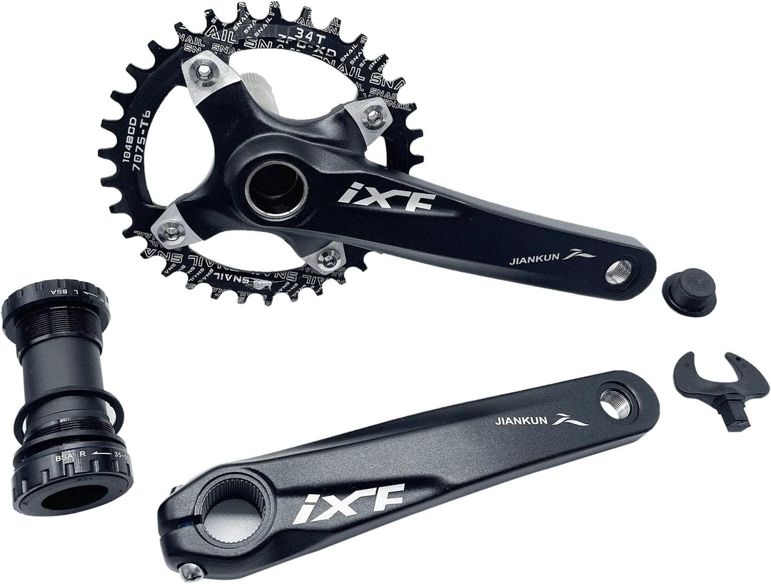 PLATTBK MTB 170 mm Kurbelgarnitur mit 104 BCD 32T/34T/36T/38T Kettenblatt, Kurbelgarnituren Single S