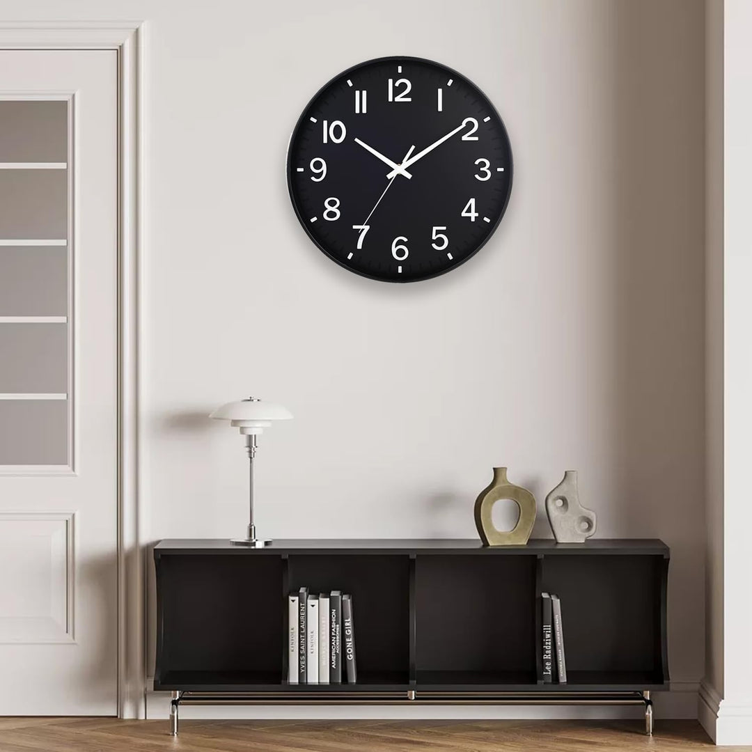 HZDHCLH 30cm Lautlos Wanduhr Schleichende Sekunde mit Arabisch Ziffer ohne Ticken für Dekoration Woh
