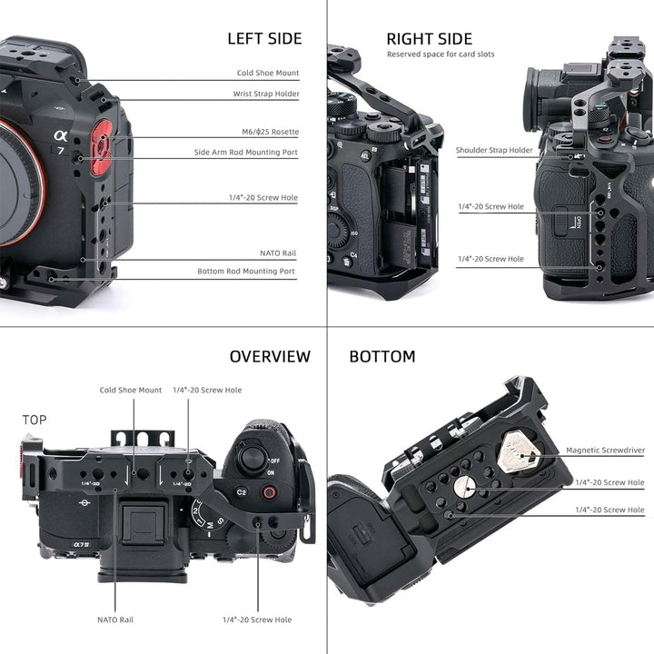 Tilta Full Camera Cage Kompatibel mit Sony a7 IV Basic Kit Video Movie Filmmaking Rig, mit Camera Ca