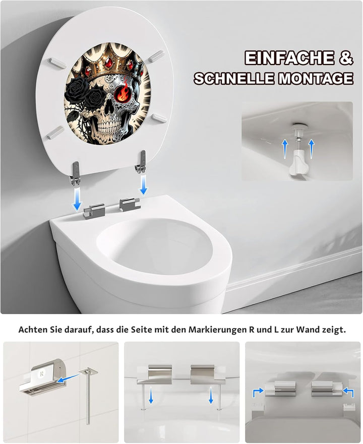 Ribelli WC Sitz mit Absenkautomatik, Toilettendeckel O-Form in Viele Motiven, Klodeckel Einfache Mon