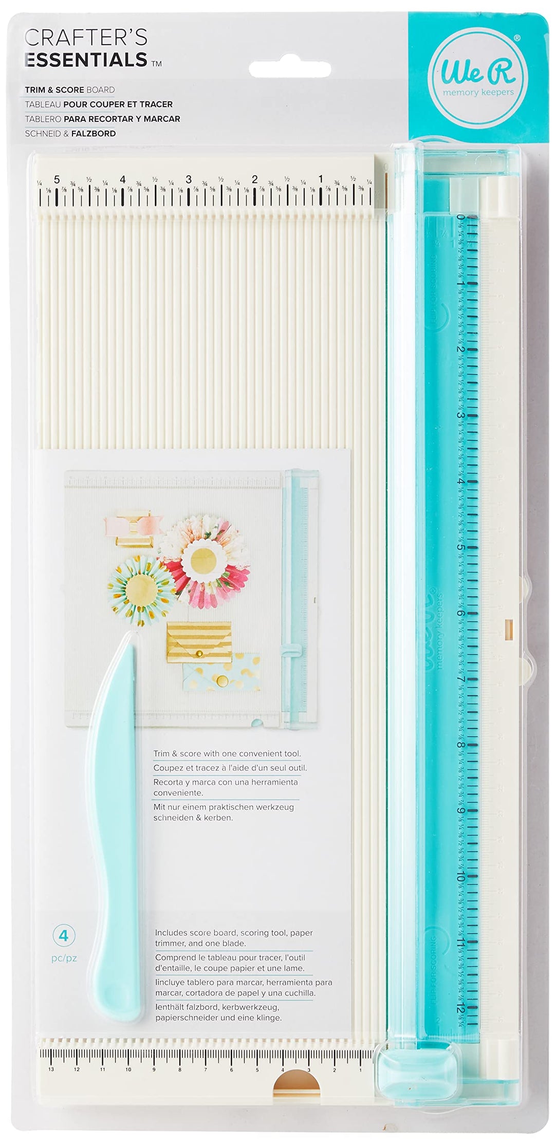 Rayher 50036000 We R Memory Keepers Trim & Score Board, Papierschneider und Falzbrett für Boxen, Kar
