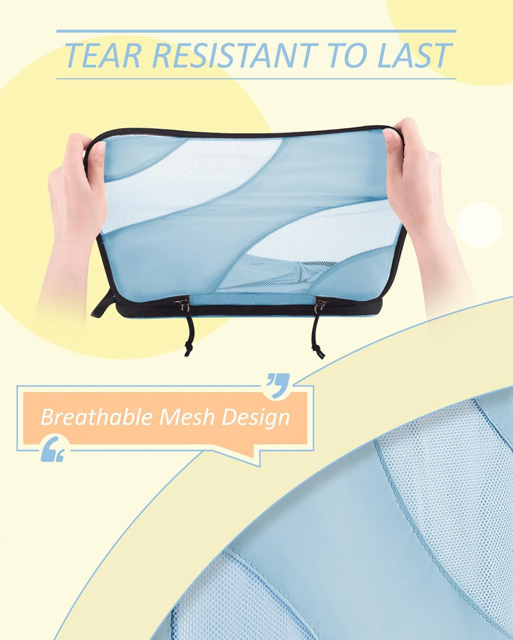 BAGSMART Packing Cubes Compression 6 Stück, Packwürfel Kompression Koffer Organizer Set, Travel Esse
