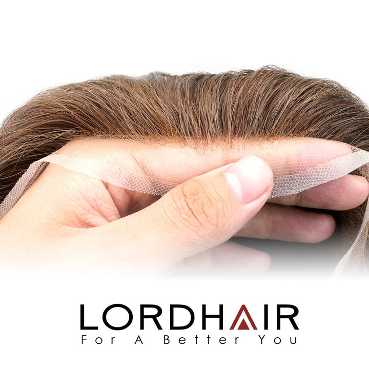 Lordhair Toupet Human Hair Herrenperücke, Französische Spitze Webart, 20 x 25 cm, Leichtes Haarersat