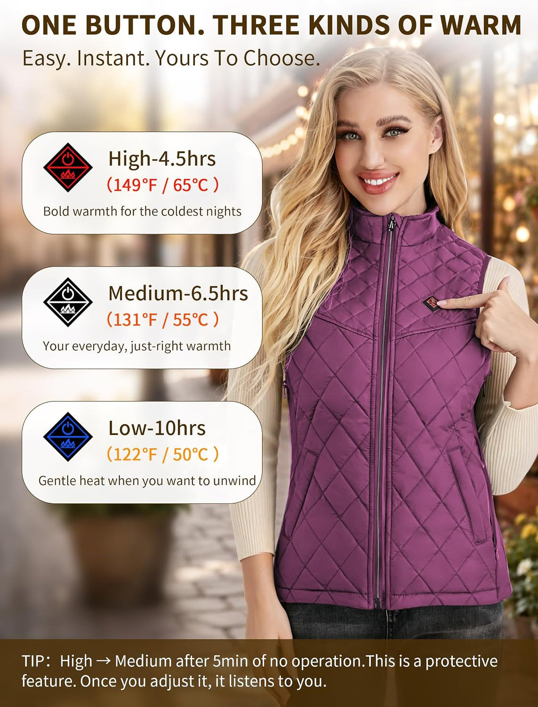 Kintiwe Beheizbare Weste, Beheizte Weste Damen Heizweste mit 12000mAh Powerbank, Beheizbare Jacke He