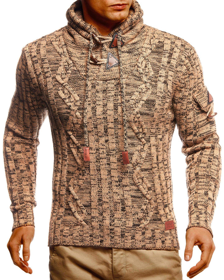 Leif Nelson Herren Strickpullover mit Kapuze/Hochwertiger Winterpullover im Regular Fit Schnitt, ide
