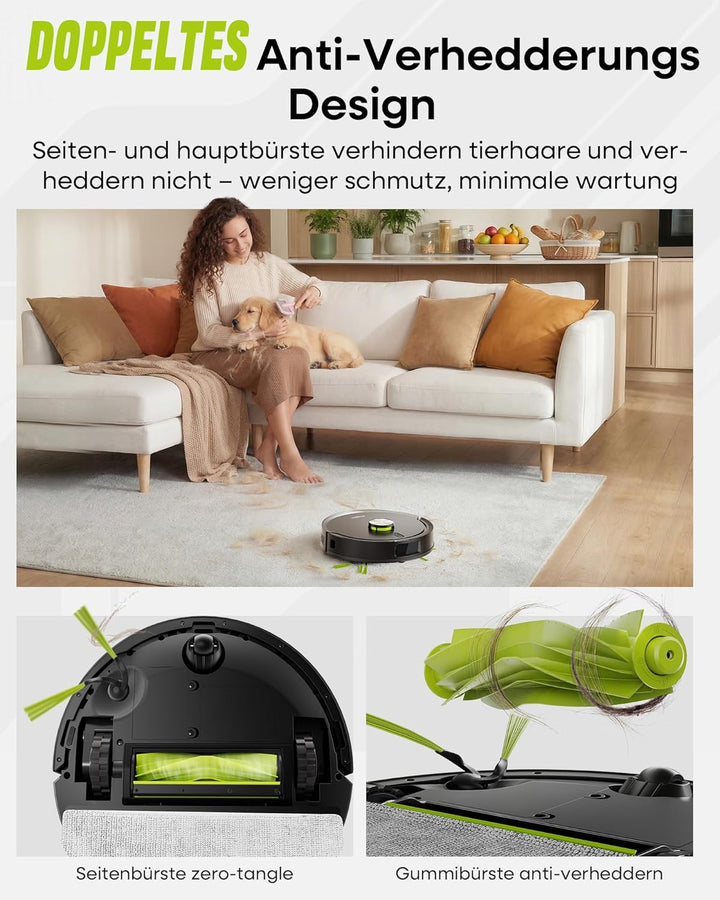 MONSGA Saugroboter mit Wischfunktion 8000PA, Staubsauger Roboter mit Absaugstation 4L, LiDAR Navigat