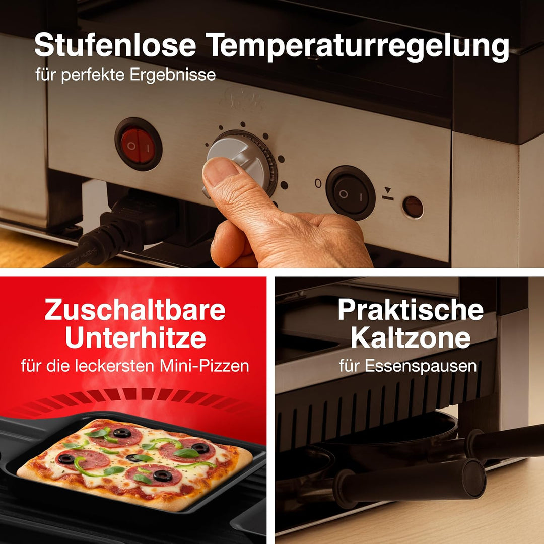 Solis 5in1 Tischgrill, Elektrischer Grill, Indoor Grill mit Raclette- und Mini-Wok-Pfännchen, Elektr