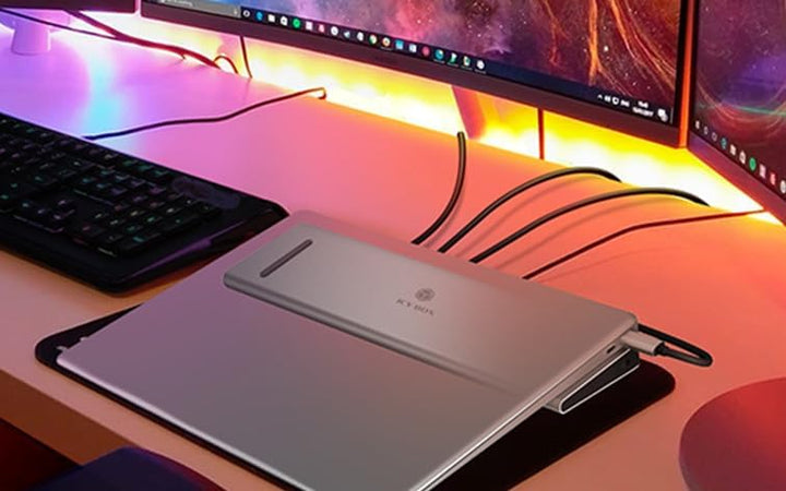 ICY Box USB-C Docking Station (11-in-1) für 2 Monitore (2X HDMI &amp; 1x VGA), 4K 60Hz, 3X USB 3.0 HUB,