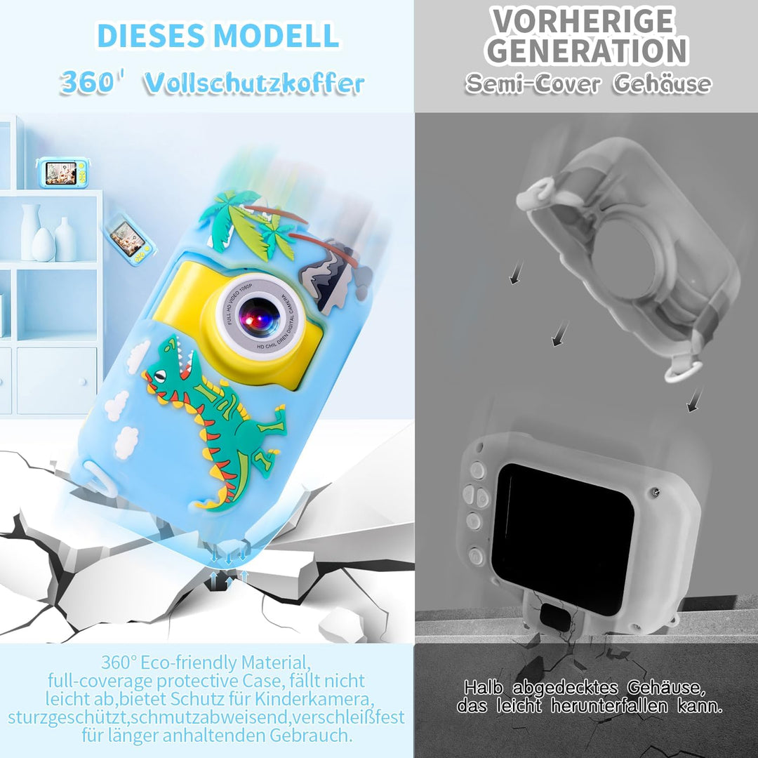 ARNSSIEN Digitalkamera für Kinder Kamera,2,4" IPS Kinderkamera mit 180°Flip | 1080P videokamera &amp; Se