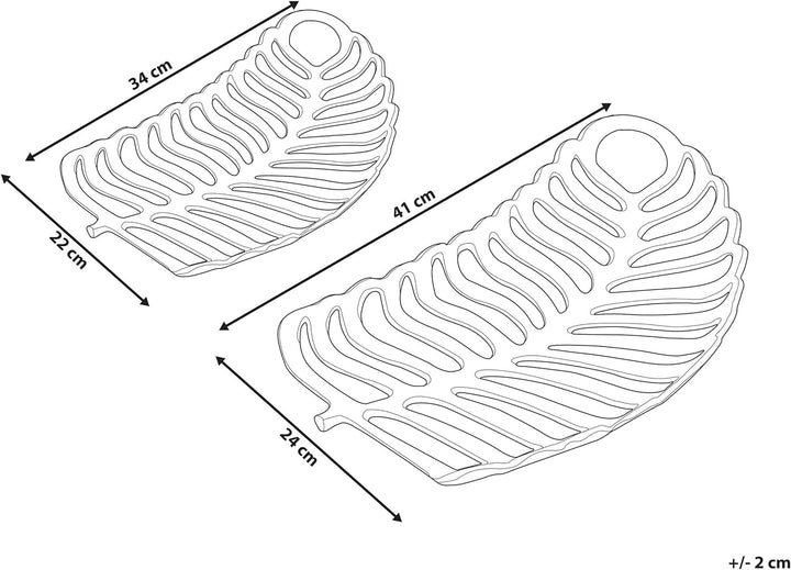 Dekoschale Aluminium Monstera Blätter 2er Set Schmuck Tablett in Silber Amnisos