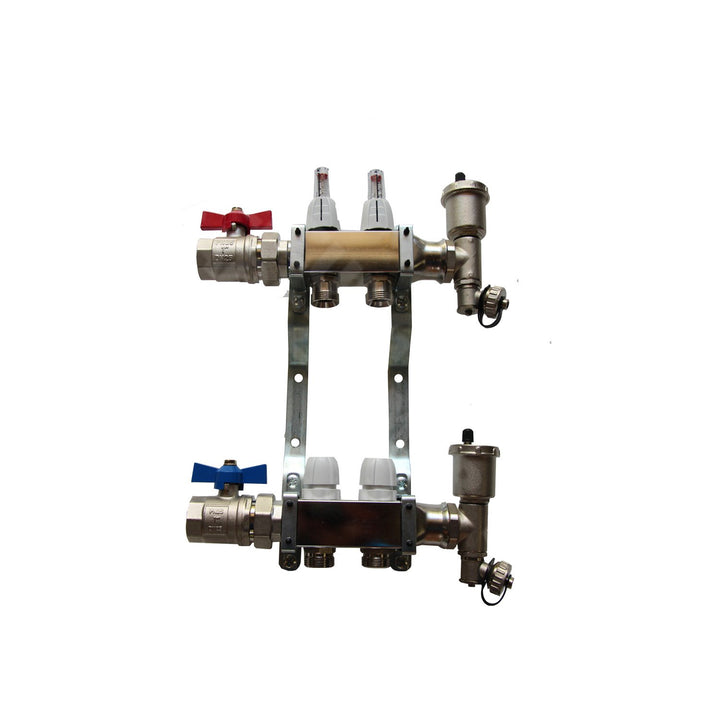 Heizkreisverteiler Edelstahl mit Durchflussanzeige für Fussbodenheizung von EasyTHERM (2 Heizkreise)