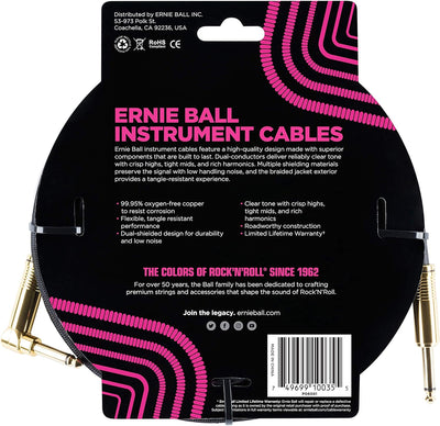 Ernie Ball Instrumentenkabel geflochten, gerade/gewinkelt, 3 m, Schwarz Neon-Pink 3,05 m Gerade/Gewi