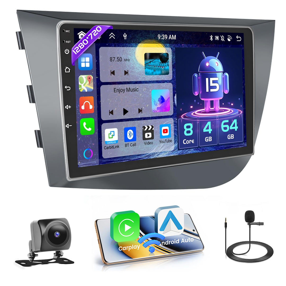Hikity [8 Core 4+64GB] Android 15 Autoradio, für Seat Leon 2005-2012(Mano Izquierda Draive) Radio, C