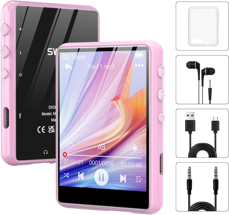 SWOFY 64GB MP3 Player, HiFi MP3 Player Bluetooth 5.3 Lautsprecher Integriert, 2.4" Touchscreen Tragb