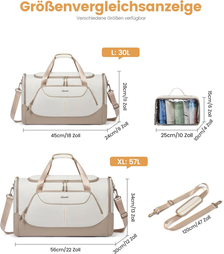 LOVEVOOK Sporttasche Damen 30L Reisetasche mit Schuhfach & Nassfach, Klein Gym Bag Schwimmtasche Sau