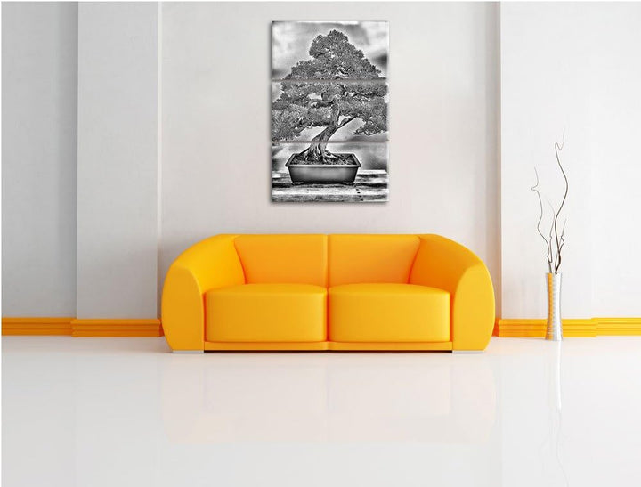 Pixxprint Bonsai Baum als Leinwandbild | Grösse: 3 Teilig (120x80) | Wandbild| Kunstdruck | fertig b