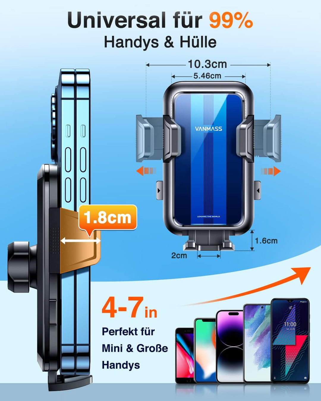 VANMASS【2024 Neueste & Stärkste】 Handyhalterung Auto Militär-Klasse Handy Halterung Auto【Über 20KG S