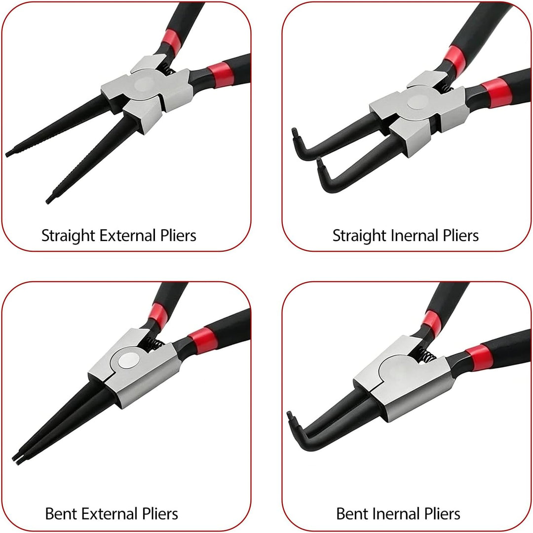 4 Stück Sprengringzangen Set, Sicherungsringzangen, Gerade interne und externe Sprengringzangen, See