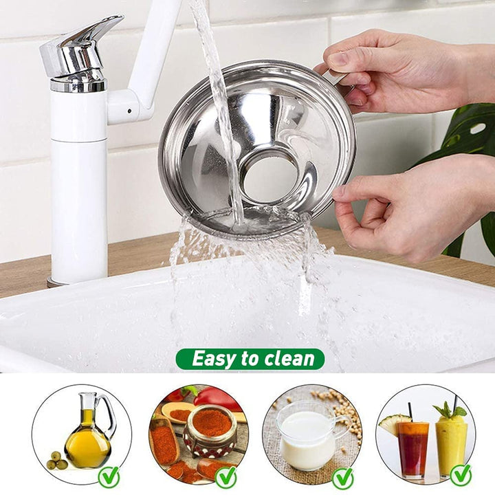 Trichter Edelstahl Set, 4 Stück Marmeladentrichter Einfülltrichter Trichter Set mit Griff und Glashe