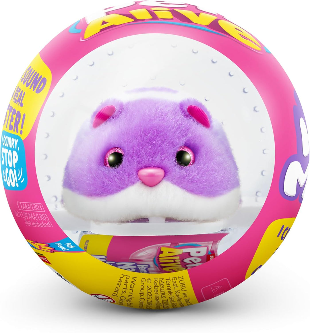 Pets Alive Hamster Mania von ZURU, Purple Hamster, Pet Nurture, Soft Toy, Real Alive, 20+ Sounds Int