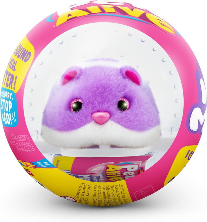 Pets Alive Hamster Mania von ZURU, Purple Hamster, Pet Nurture, Soft Toy, Real Alive, 20+ Sounds Int