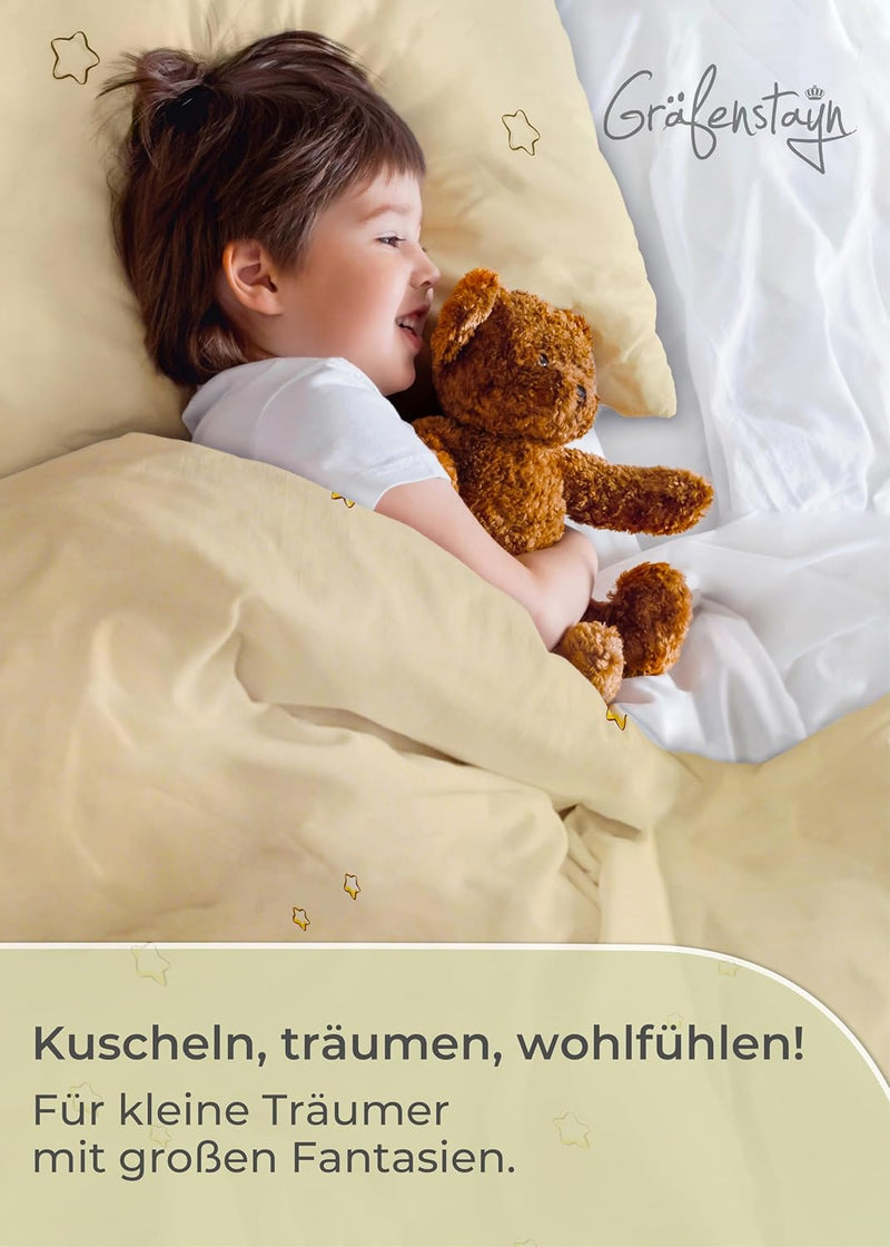 Gräfenstayn® 2-tlg. Kinderbettwäsche Set mit Tiermotiv und integriertem Reissverschluss - aus 100% B