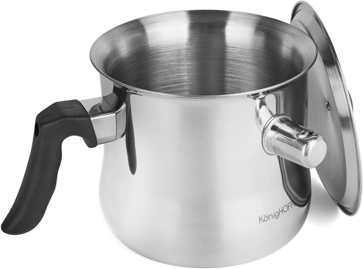 1,5L Milchtopf mit Deckel, Kochtopf, Doppelkessel, doppelwandig mit Bakelitgriff, Butterschmelz-/Pud