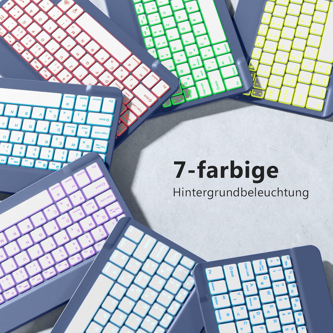 Vobafe Bluetooth Tastatur mit Telefonhalter für iPad Air/Pro/Mini/A16/11/10.9/10.2/iPhone, Kabellose