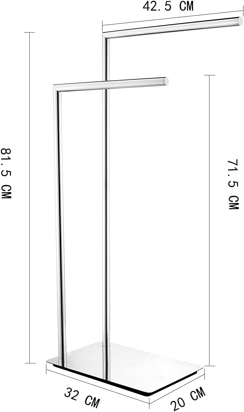 Freistehende Doppel-Handtuchhalter Badaccessoires Handtuchhalter Stand auf Boden Messing Chrom Boden