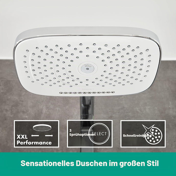 hansgrohe Duschsystem Raindance Select E 300 (Regendusche mit 4 Strahlarten, Duschkopf, Duschstange