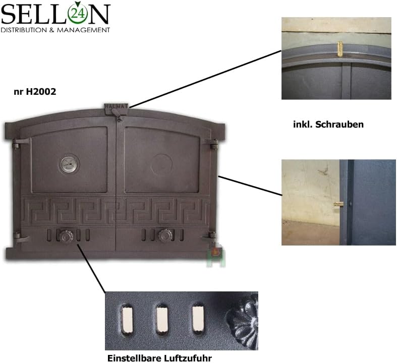 Sellon24® Ofentür aus Gusseisen Backofentür Steinofentür Pizzaofen 600x430