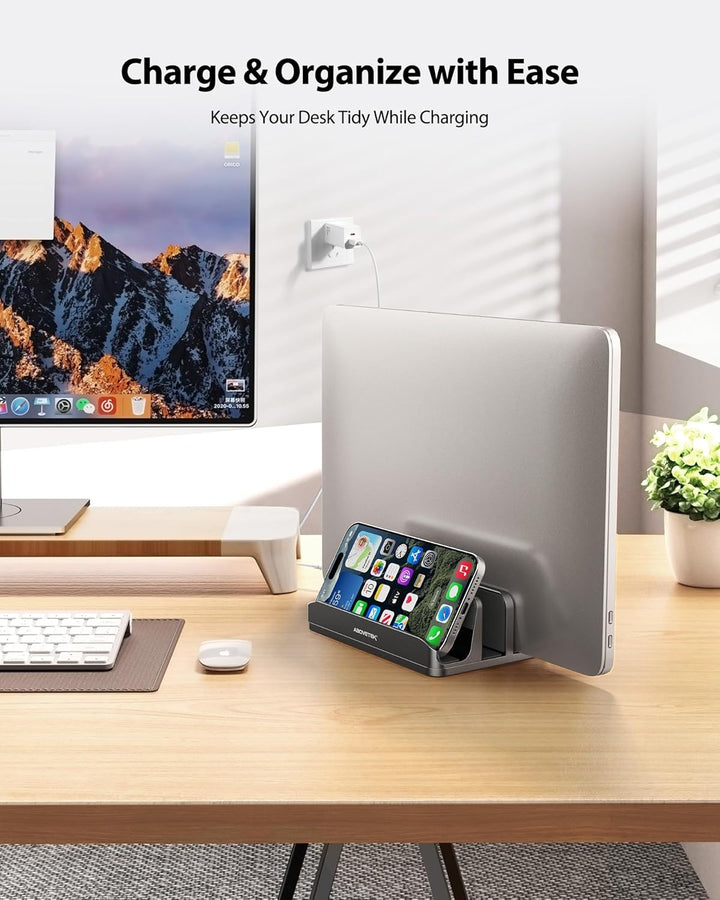 AboveTEK Vertikaler Laptopständer, Laptophalter für Laptop bis zu 17,3 ", Aluminium 4 in 1 Laptop St