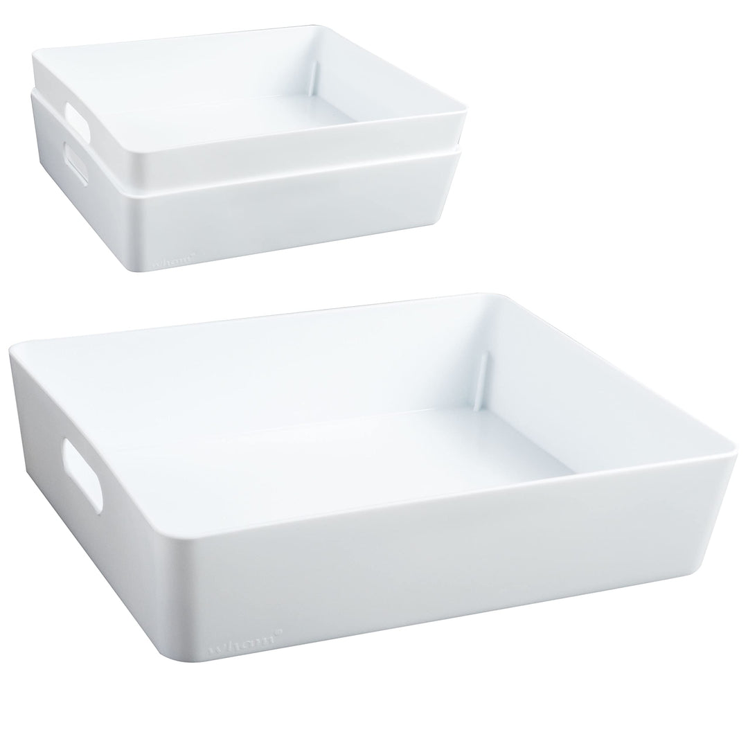 3x Ordnungsboxen - 6 cm hoch - WEIss - 25x20x6cm - 2,6 Liter - DINA5 Ordnungskorb - Schubladenorgani