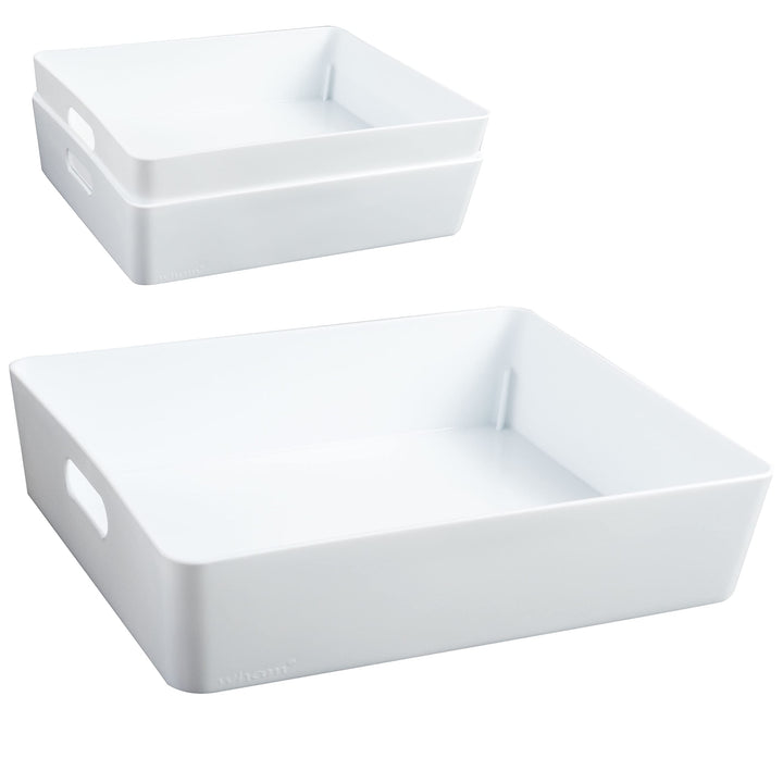 3x Ordnungsboxen - 6 cm hoch - WEIss - 25x20x6cm - 2,6 Liter - DINA5 Ordnungskorb - Schubladenorgani
