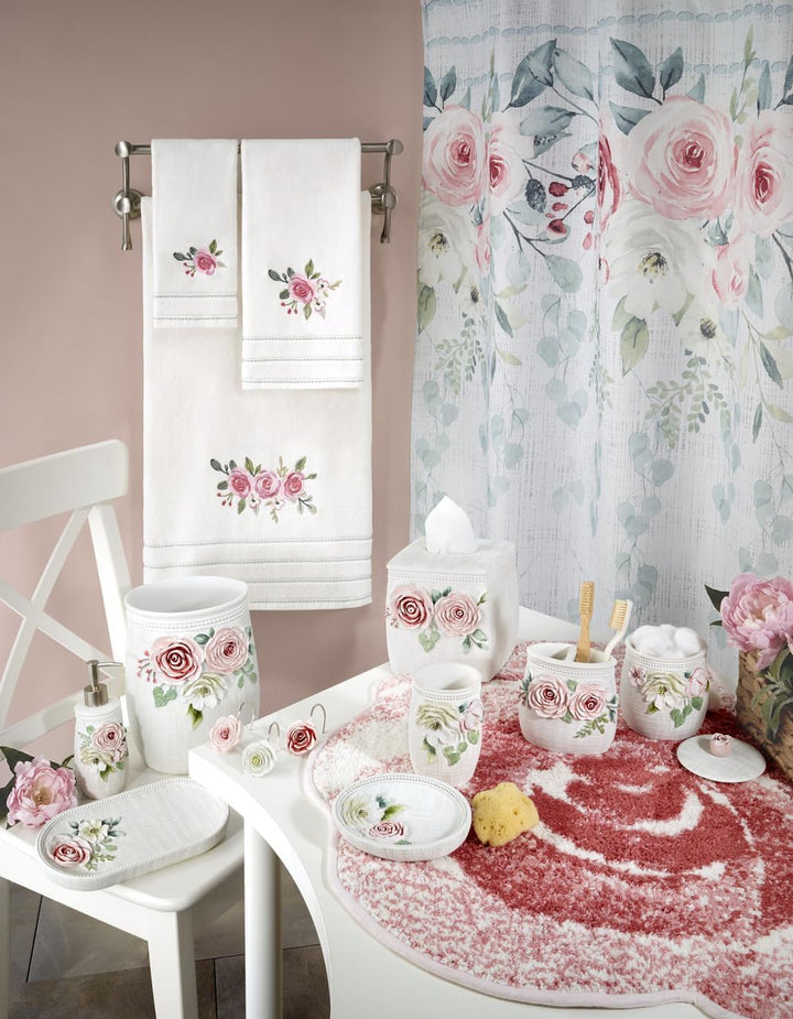 Avanti Linens Spring Garden Collection Duschset, Duschvorhang aus Stoff und 12 Vorhanghaken, langleb
