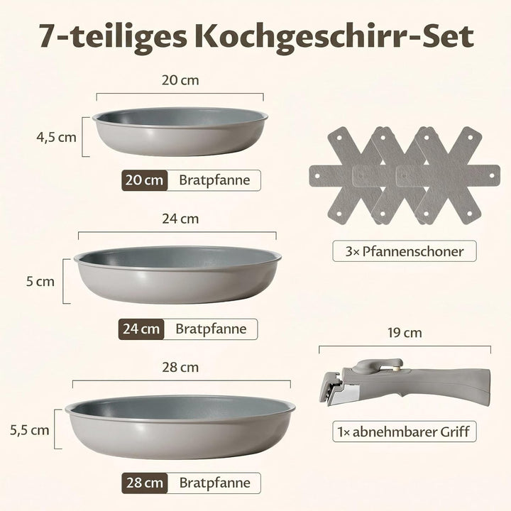Pfanne Induktion 20, 24, 28 cm, Bratpfanne mit Antihaft-Keramikbeschichtung, Molekular gebondeter In
