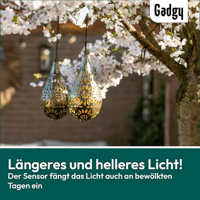 Gadgy Solarlampen Für Aussen Hängend | 2 Stück | Orientalische Laterne für Garten und Balkon | Hänge