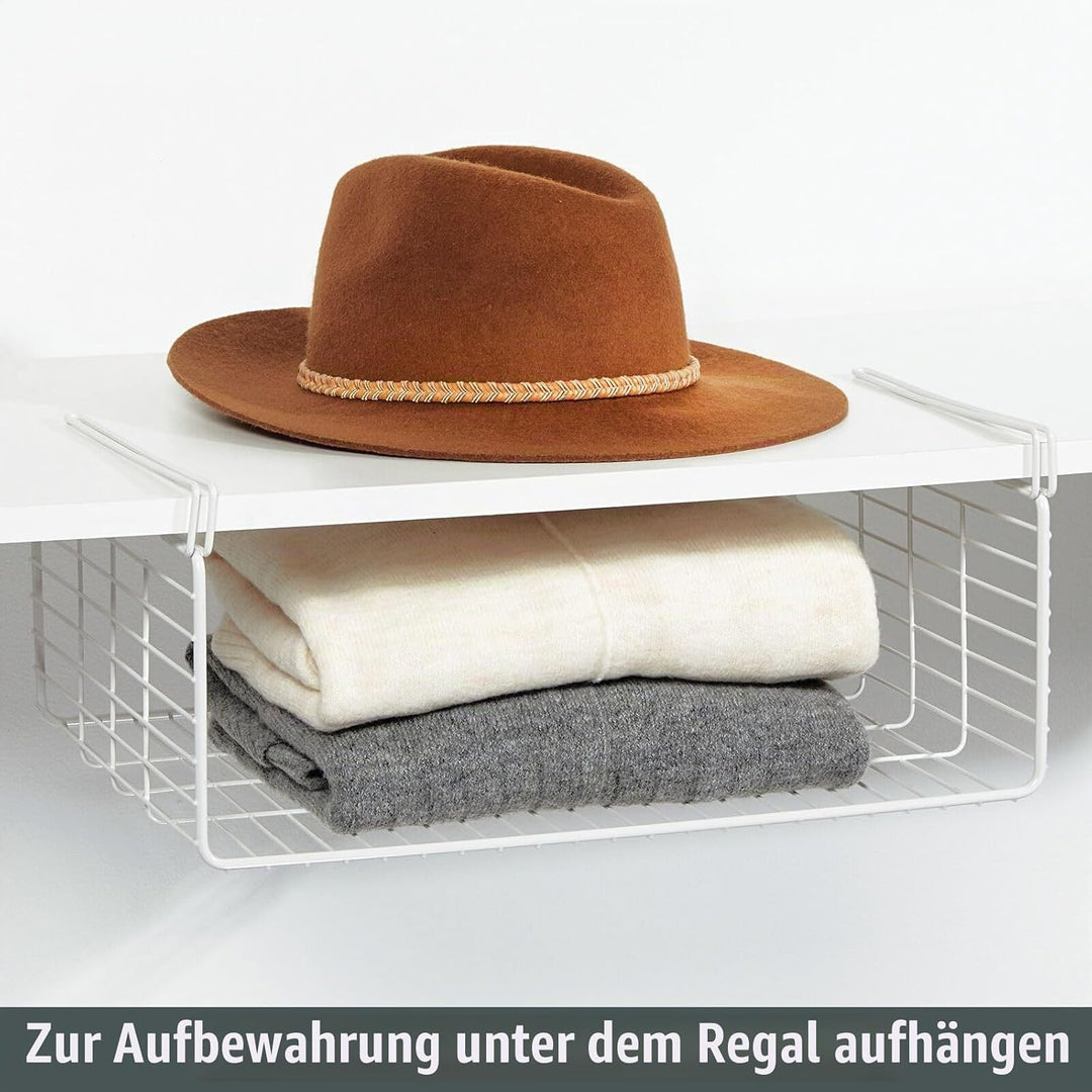 mDesign 2er-Set Drahtkorb für den Kleiderschrank – moderner Schrank Organizer mit 2 Ebenen für Kleid